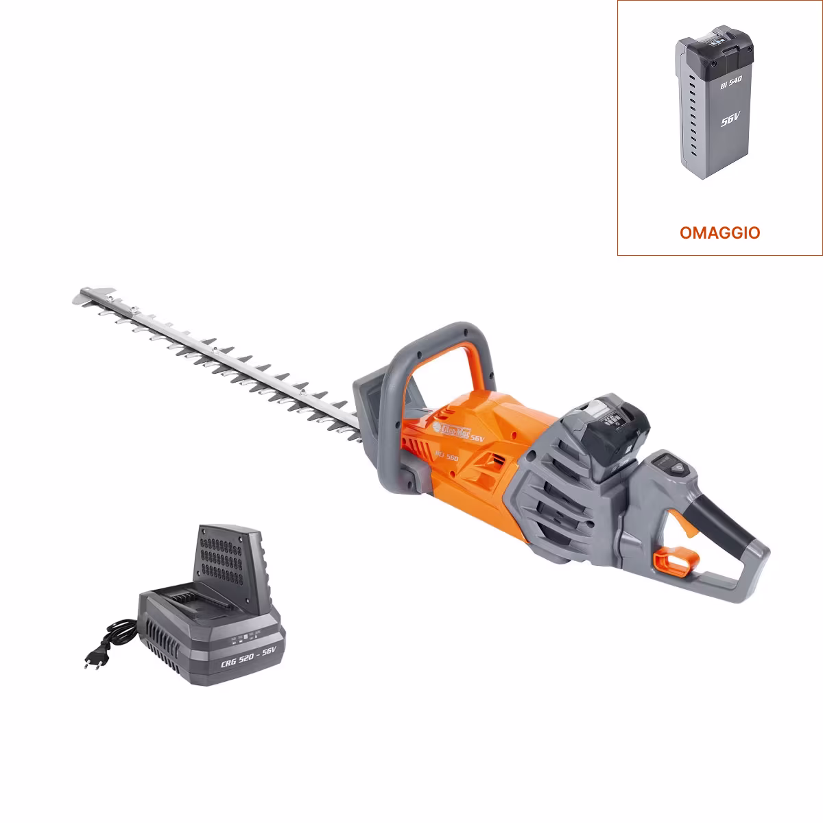 Oleo-Mac Hci 560 Con Batteria Bi 525 E Caricabatterie Crg 520 - Tagliasiepi